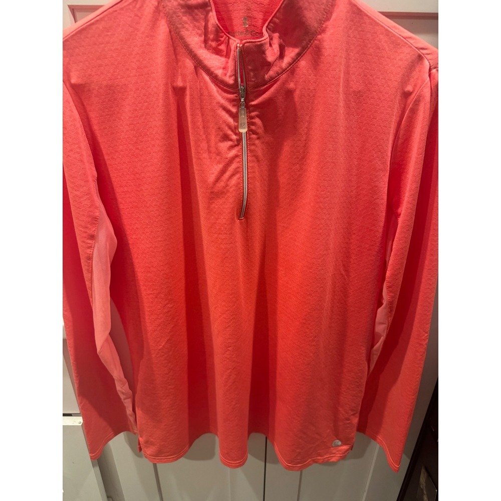 Courte and Bette Women Coral Pink Quarter Zip Pullover Athletic Top L